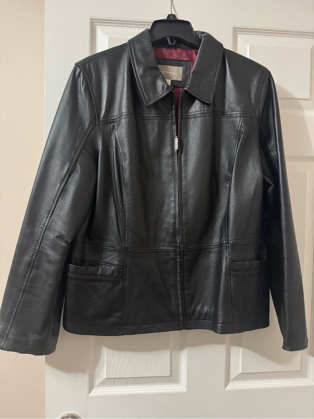 Croft & Barrow Black Leather Zip-Front Women's Jacket